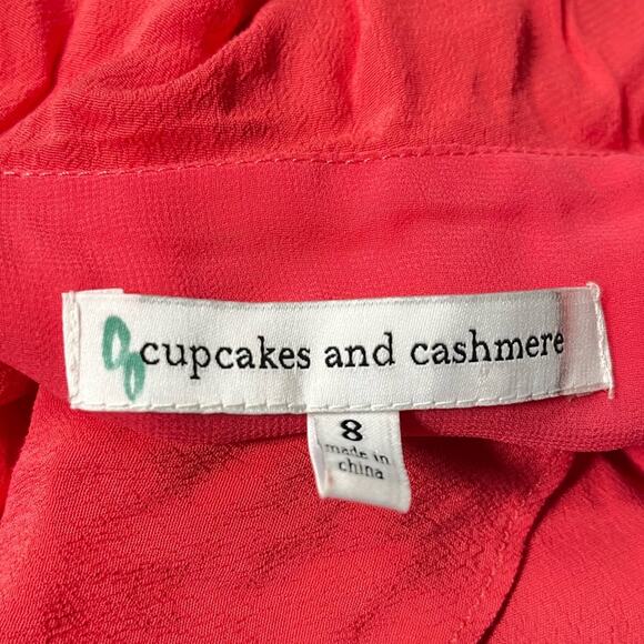 Cupcakes and Cashmere Morena Ruffle Wrap Dress Hot Coral Pink Size 8 - Picture 5 of 8